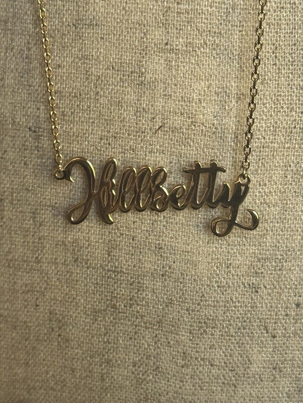 Jewelers Society Paris Goldtone Plated 925 Hillbetty Novelty Name Necklace Style